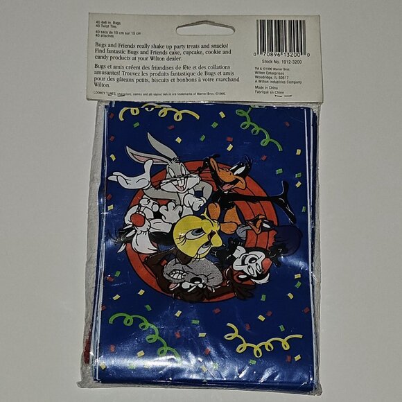 VTG NOS Looney Tunes Party Favor Treat Bags Ties (40 pk) Wilton Bugs Taz Daffy - Picture 4 of 7
